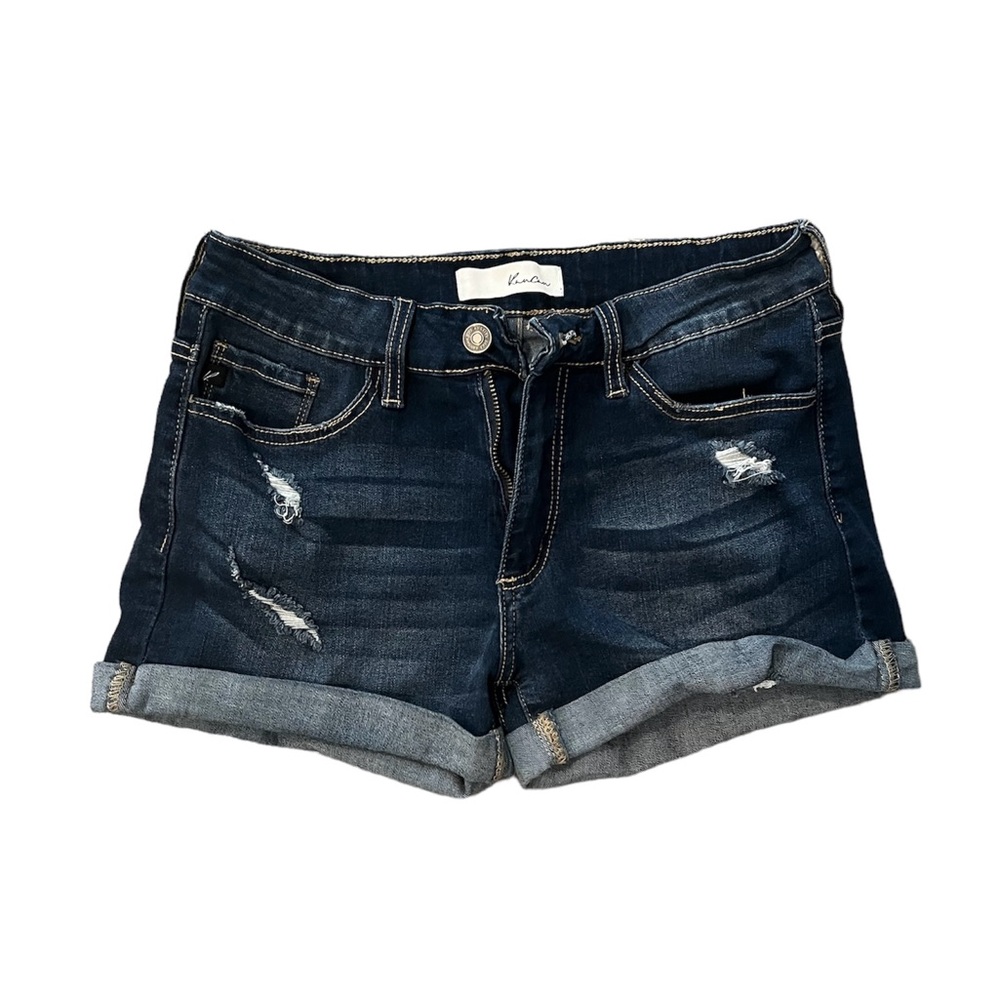 Kan Can High Rise Distressed Cuffed Shorts